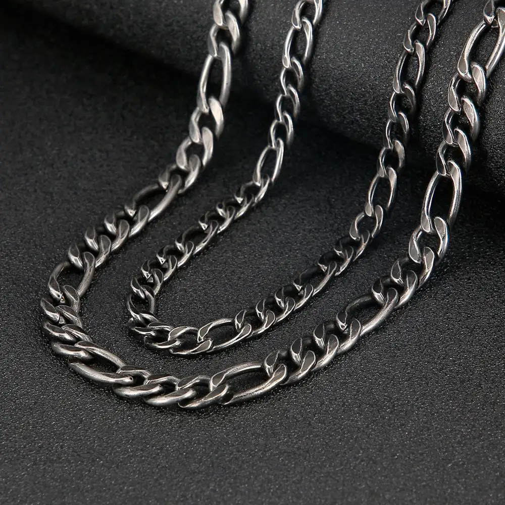 

8/10mm Width Vintage Men's Figaro Chain Necklace Hip Hop Bicycle party 316L Stainless Steel Men's Fashion Jewelry Gift