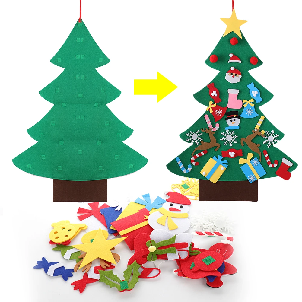 

Christmas Decoration Children's Handmade Puzzle DIY Three-dimensional Felt Cloth Christmas Tree with 26 Pcs Xmas Ornaments