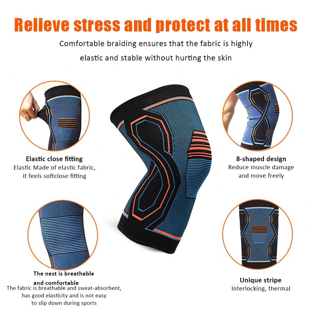 1PC Nylon Sports Knee Brace Support Men Women Volleyball Basketball Fitness Gym Bodybuilding Knitted Knee Pads Sleeve 2022