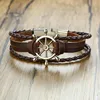 ZORCVENS 2022 New Fashion Vintage Rudder Charm Bracelet for Men Multi-layer Leather Rope Bracelets Bangles ► Photo 3/6