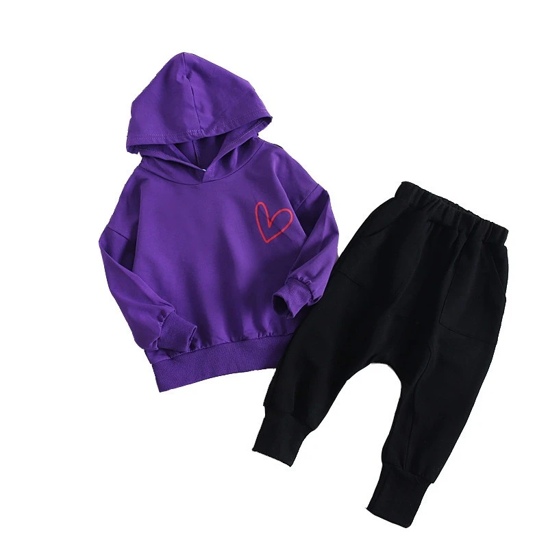 

Boys Baby Girls Letter Casual Clothes Spring Autumn Children Print Hooded Jacket Pants 2Pcs/sets Kids Fashion Solid Tracksuits