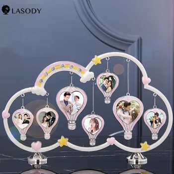 

Hot Air Balloon Photo Frame on The Cloud Take You To Travel Memorial Picture Frame Gift with 7 Hanging