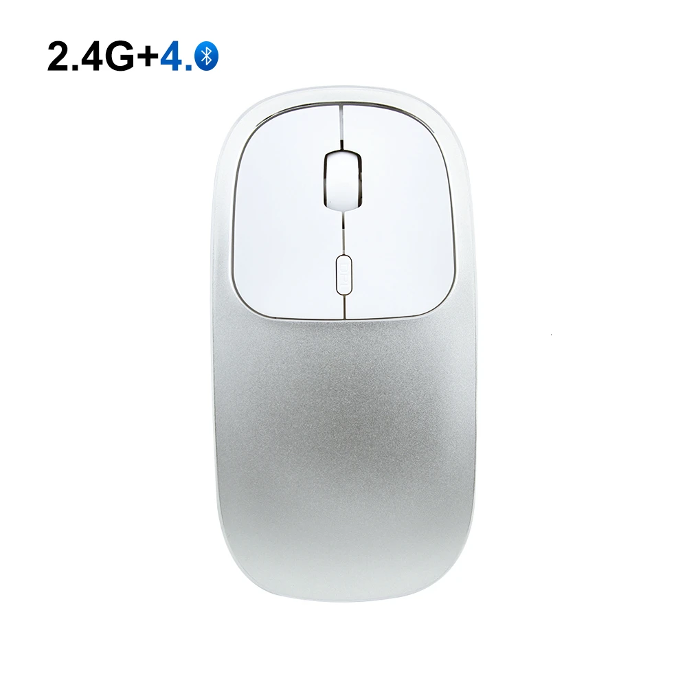 Перезаряжаемая 2,4 ГГц Беспроводная+ Bluetooth 4,0 Двойной режим 2 в 1 беспроводная мышь 1600 dpi ультра-тонкие эргономичные бесшумные компьютерные мыши - Цвет: Silver mouse
