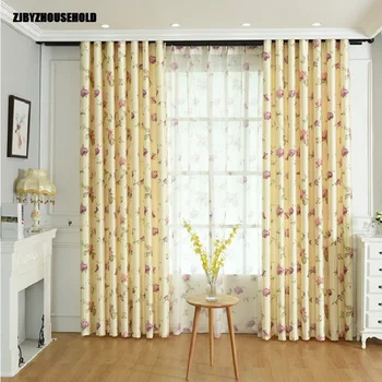 

Curtains for Living Room Bedroom New Style Single-sided Velvet Thick Floor Window Purple Flowers Pastoral Little Fresh