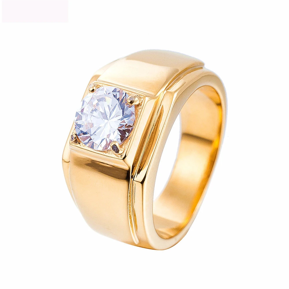 

Men Women Stainless Steel Wedding Rings Gold Color Knight Templar Zircon Male Party Ring Medieval Signet Retro Vintag Gifts