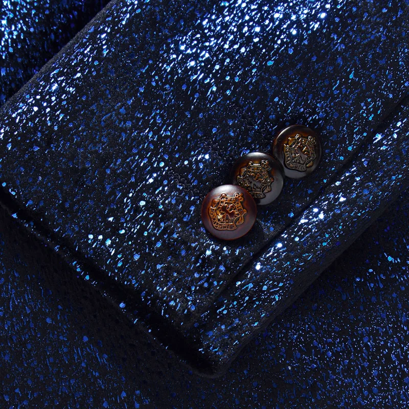 Блестящий синий Зауженный блейзер Королевский синий рекламный Блейзер Для мужчин Стильный Блейзер Бизнес Повседневное вечерние Свадебный костюм пальто Для мужчин Стильный блейзер
