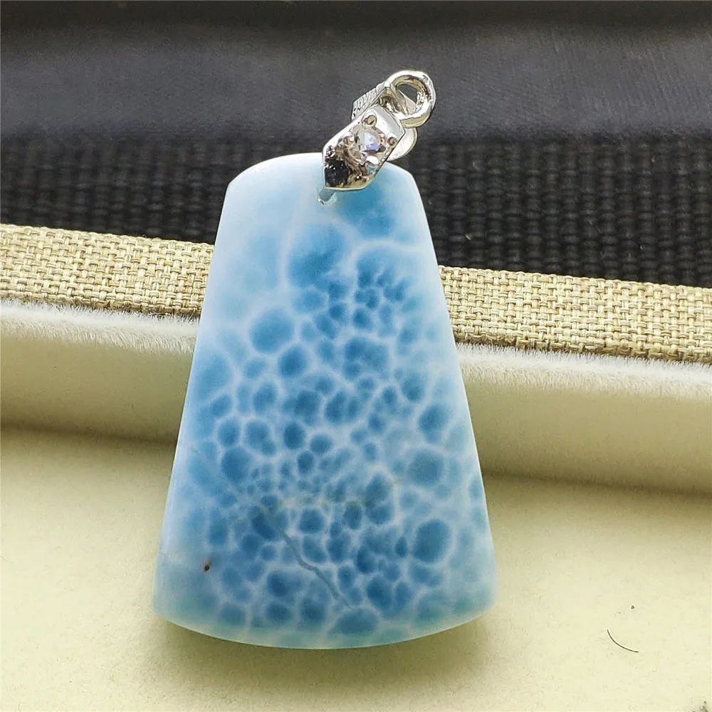 Натуральный Синий Larimar для женщин и мужчин драгоценный камень кулон 33x23x8 мм водным узором Мода прямоугольник юбилей счастливый подарок AAAAA