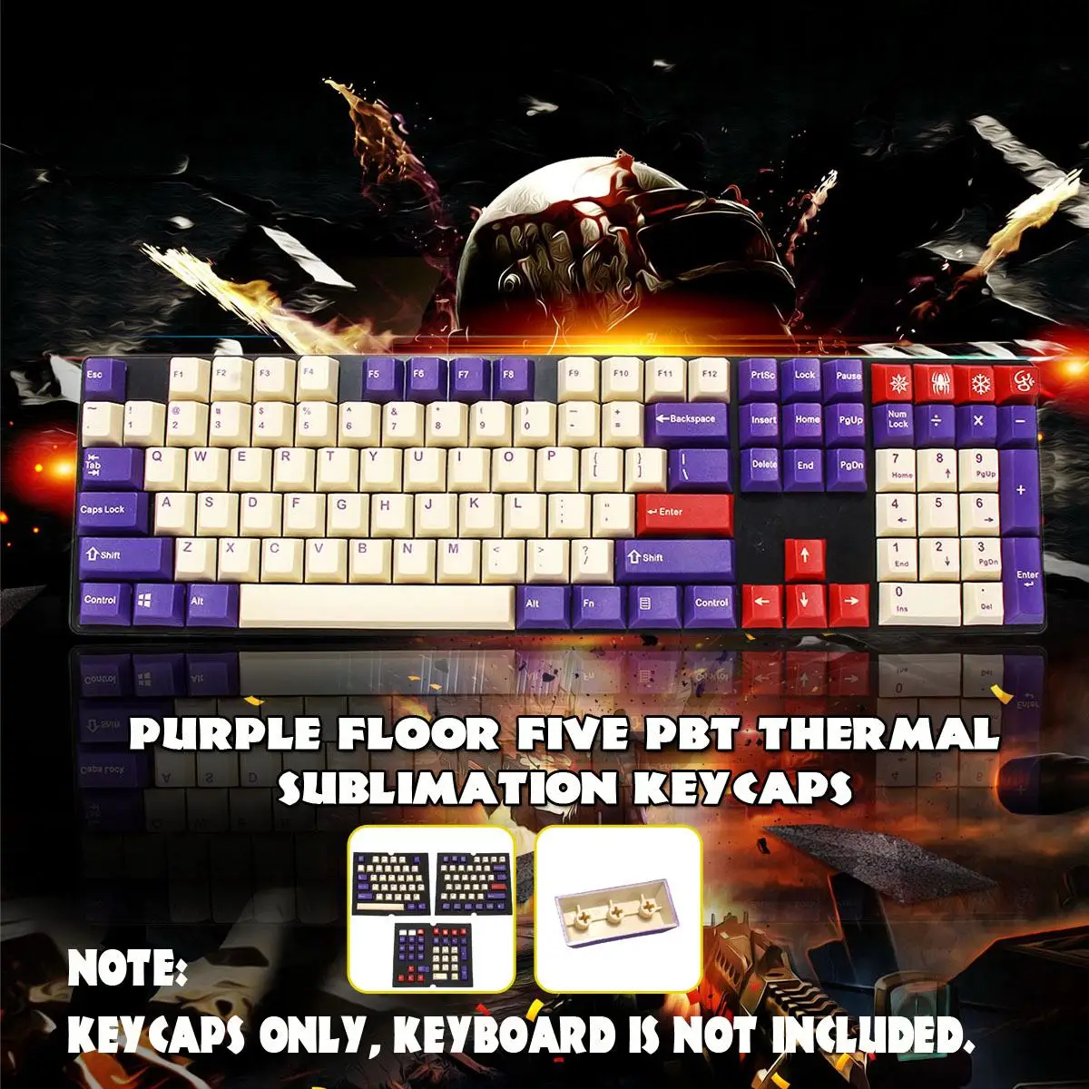 

LEORY 108 Keys keyCap Purple Floor Five PBT Thermal Sublimation key Cap For Mechanical Keyboard