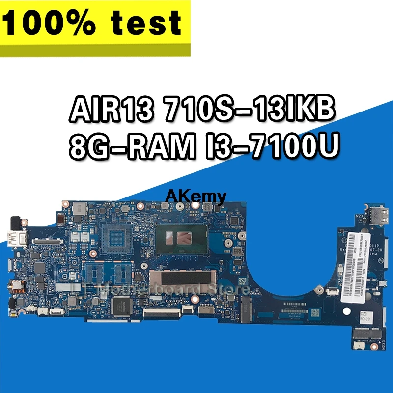 

LA-E011P Laptop motherboard for Lenovo Ideapad AIR13 710S-13IKB Test original mainboard 8G-RAM I3-7100U