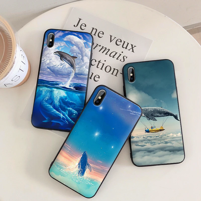Противоударный мягкий чехол из ТПУ для IPhone 11 Pro X 6 6s 7 8 Plus Красивая Акула XS Xr Max 9