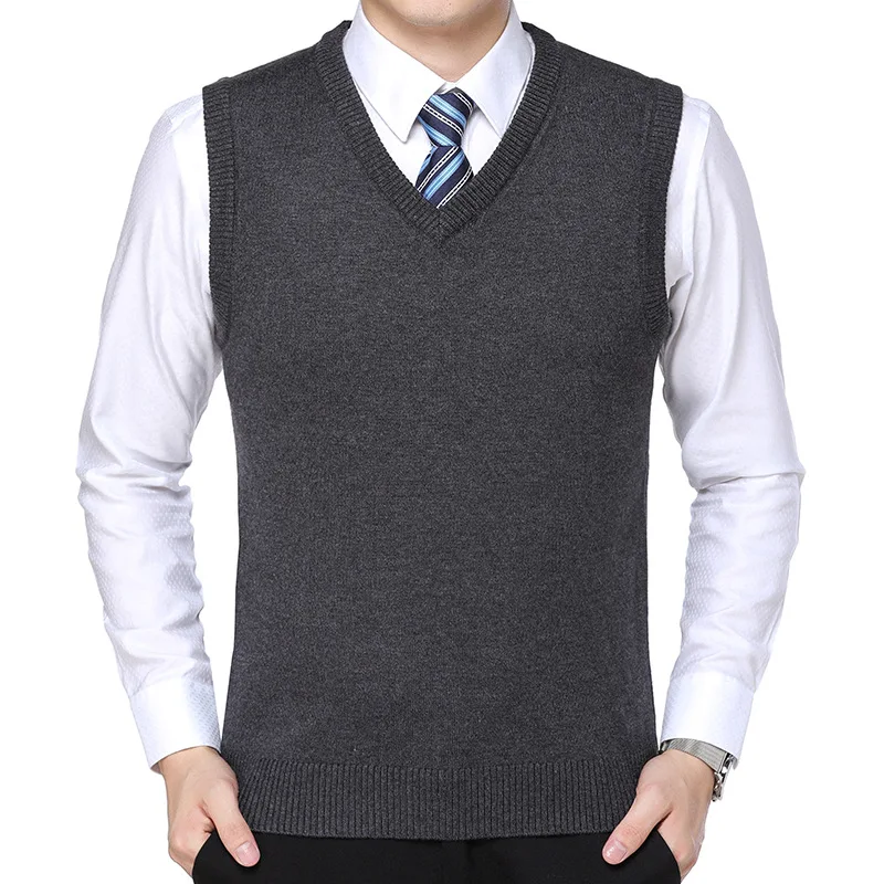DIHOPE 2019 New Arrival Solid Sweaters Vests Men Cashmere Sweaters Wool Pullover Men Brand V Neck 3