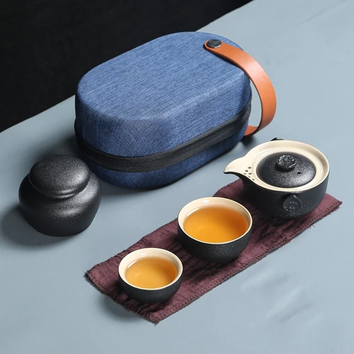 Yixing Kungfu чайный набор/один горшок две чашки+ чайная коробка+ дорожная сумка высокого качества фиолетовый; песок керамический чайник чашка китайская чайная церемония - Цвет: B