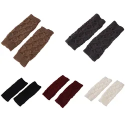 2021 New Winter Korean Fashion Short Gloves For Men And Women Knitted Wool Warm Half Fingerless Gloves-1 Pair