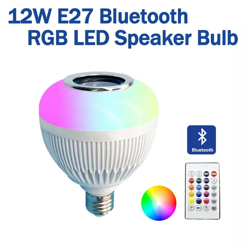 MagiDeal Bulbo de Música con Altavoz Bluetooth Bombilla de Luz RGB LED de Alto Rendimiento Inteligente con Controlador con Base E27 