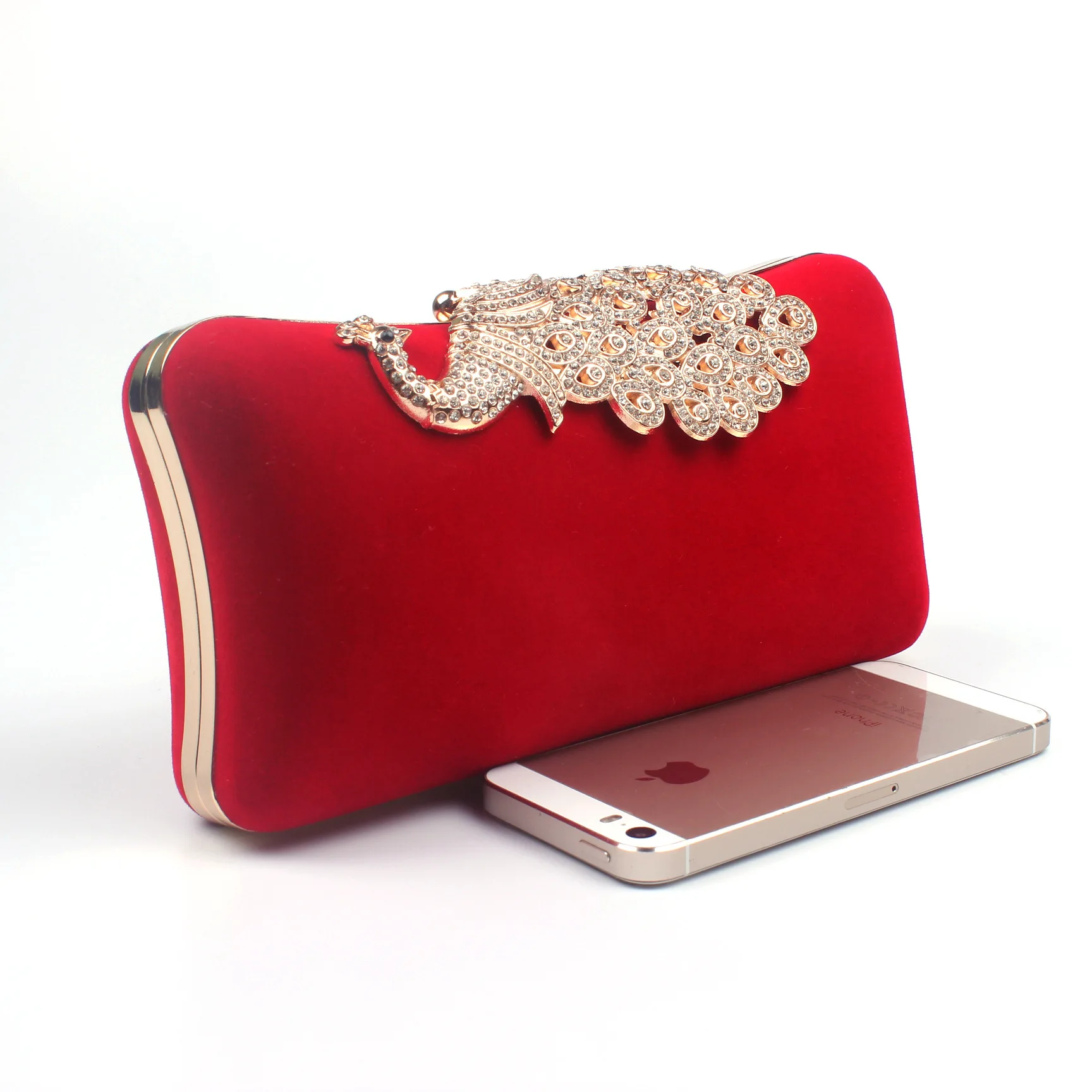 

Mermaid New Products Diamond Set Peacock Velvet Evening Bag Flannel Banquet Bride Carrying Evening Dress Lady Bag