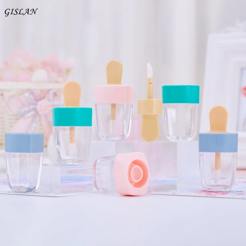

GISLAN 10pcs 8ml Lip Gloss Bottles Lip Glaze Tube Empty Pink Ice Cream Lipgloss Tube Packaging Material Makeup DIY Lip Glaze