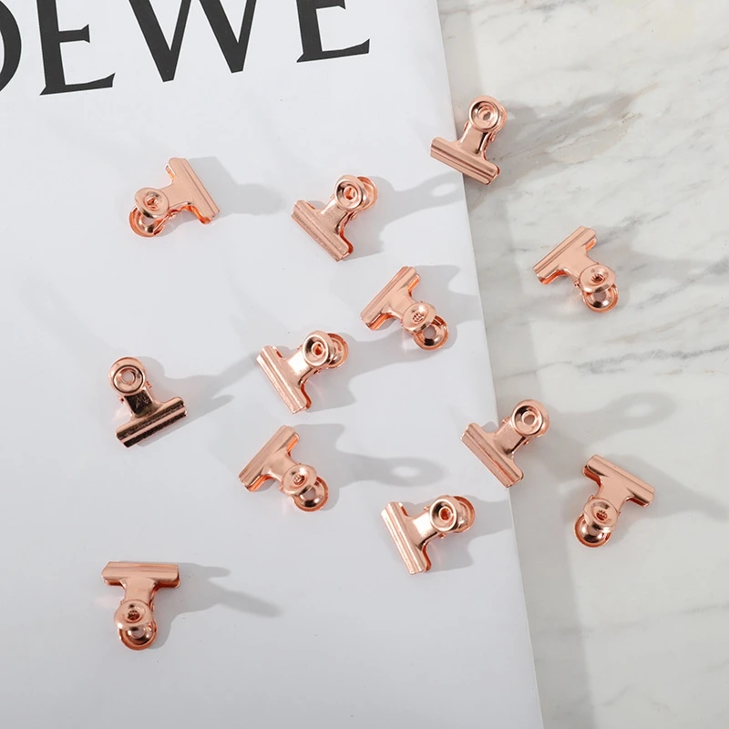 

2 Pcs Creative Rose Gold Metal Dovetail Clips Bookmark Paper Documents Organizer Binder Clip Office Item Student Stationery