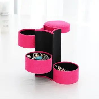 

Velvet Jewelry Box Travel 3-Layer Roll-up Snap Storage Earring Bracelet Display