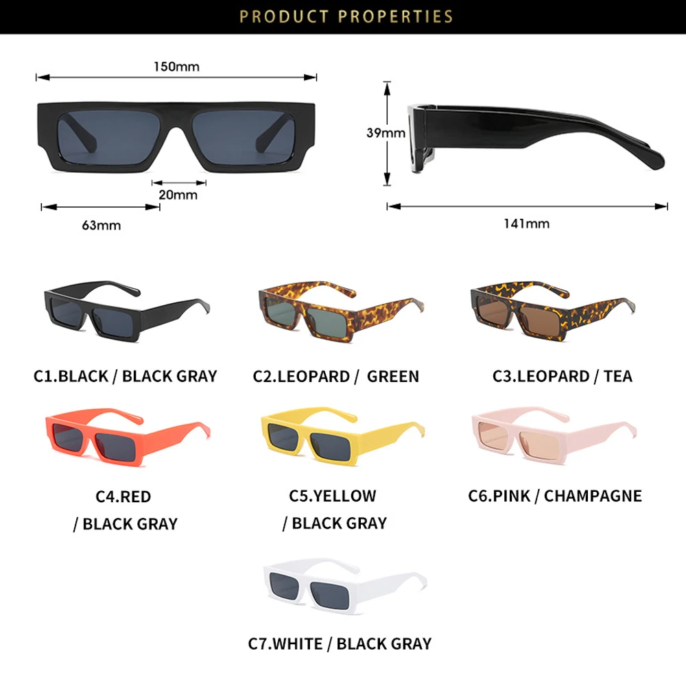  - Small Rectangle Women Sun Glasses Brand Men UV Shades Retro Square Black Sunglasses 2021 Luxury Glasses White Decoration Eyewear