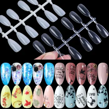 

120 Tips False Fake Nail Art Sticks Polish Color Card Plastic Practice Chart Palette Training Display Board Tools Clear Natural