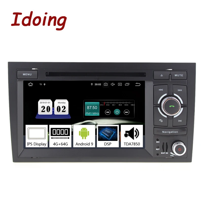 Автомобильный мультимедийный плеер Idoing 7 &quot 2 din Android 9 0 DVD для Audi A4 S4 B6/B7 RS4 2002 2008 PX5 4