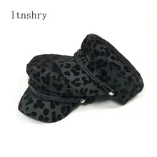 Новинка, женские черные шапки в стиле милитари с принтом, осенне-зимние модные шапки из искусственной кожи в стиле пэчворк, женские шапки с поясом