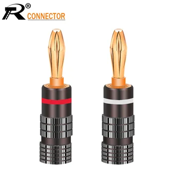

2pcs/1pair Gun Metal BANANA PLUGS 24K Gold-plated 4MM Banana Connector with Screw Lock For Audio Jack Speaker Plugs White&Red