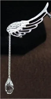 left ear cuff 1pcs Модные полые серьги в виде крыльев Ангела для женщин, милые Стразы, длинные серьги-манжеты с кисточками, ювелирные изделия, серьги в виде крыльев животных - Окраска металла: left ear cuff 1pcs