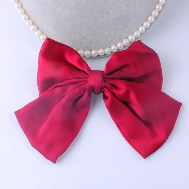 Fashion Ribbon Hairgrips Big Large Bow Hairpin For Women Girls Satin Trendy Ladies Hair Clip New Cute Barrette Hair Accessories Wine red