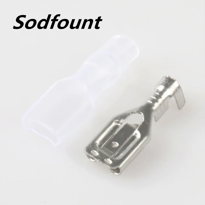 

100pcs/lot 6.3 tinned copper terminal lug inserts with lock cold terminal with transparent sheath,0.3-1.5mm2