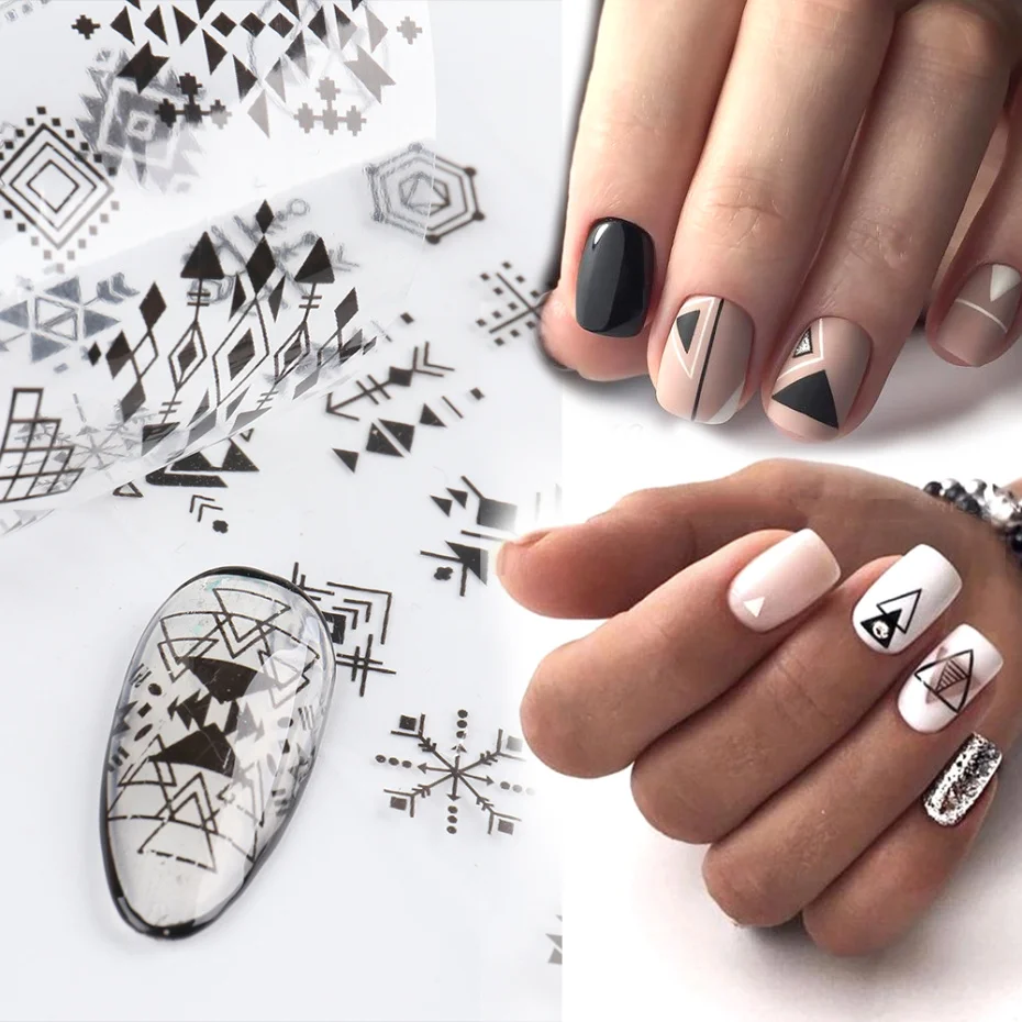 Black Nail Foil Butterfly Flower 4-3