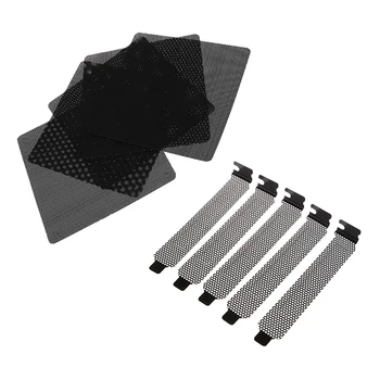 

5pcs 12mm PVC Computer PC Cooler Fan Filter Black Dustproof Case Cover Mesh pack + 5pc Dust Filter Blanking Plate PCI Slot Cover