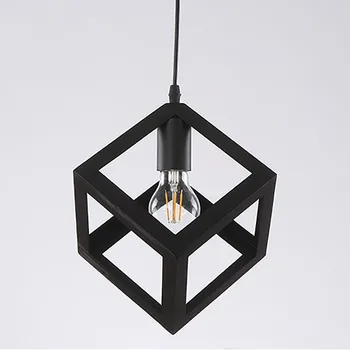 

Vintage Wrought Iron Led Pendant Light Wooden Loft Hanging Cage Lamp Cafe Bar Dining Room Suspension Luminaire Retro Nordic #LR3