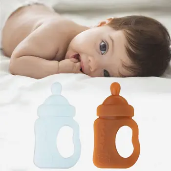 

Cartoon Milk Bottle Shape Baby Teether Silicone Chewing Teething Nursing Soother Molar Infant Toy Accessory