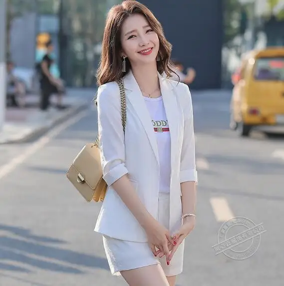 one jacket S-5XL, плюс размер, блейзер для женщин, винтажный, для работы, официальный, женский пиджак, рукав три четверти, модный, синий, белый, OL, Женское пальто - Цвет: one jacket
