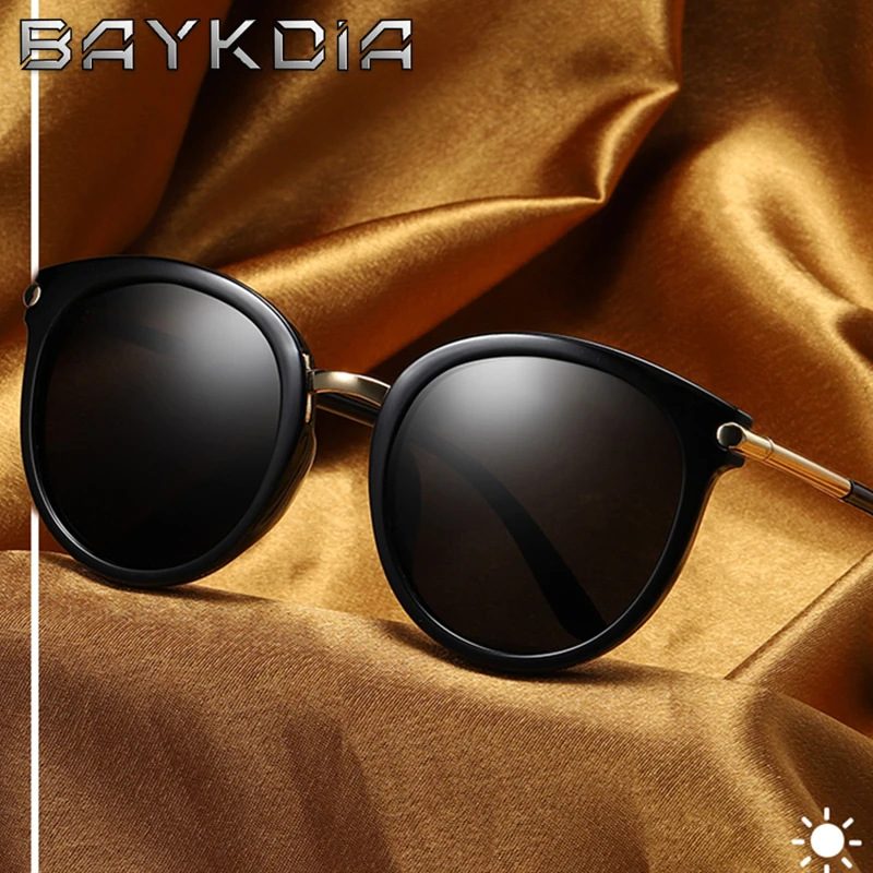 

BAYKDIA Round Sunglasses Polarized Women Retro Big frame luxury Eyewear Lady Brand Designer Sun glasses Oculos de sol