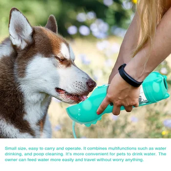 

300ml Multifunction Fashion Outdoor Leak Proof Portable Pet Water Bottle With Filter Feeding For Dog Drinking Bowl Poop Shovel