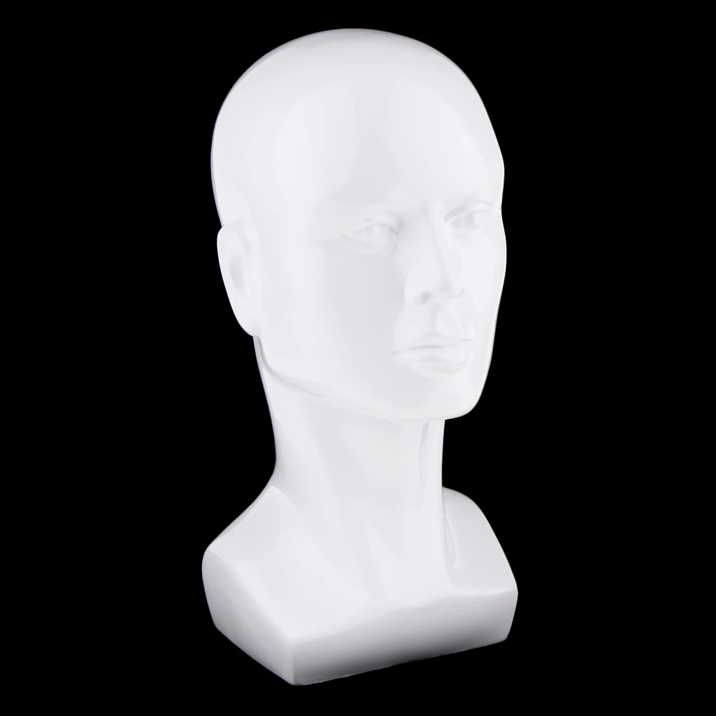 Wigs Cap Glasses Headphone Eyeglass Sunglasses Display Male Mannequin Head Model White / Free Stable Standing