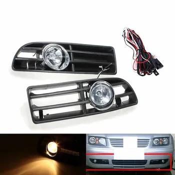 

Left Right Side Car GRILLE Grill With FOG LIGHT Lamp FOR VW JETTA BORA 1999-2004 Clear Lens Hot Lighting color Yellow