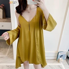 KANCOOLD корейские женщины четыре цвета Слинг сплошной V образным вырезом халат белье Ночное Платье женское сексуальное новое поступление