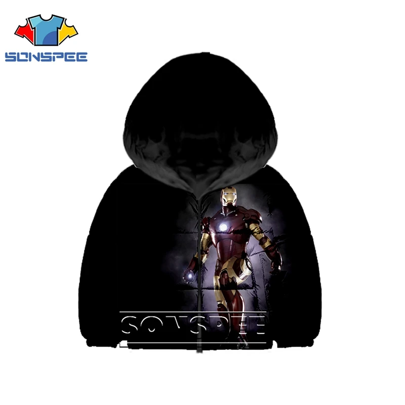 9 3D Print Women men Avengers Iron man baby Sweatshirts Anime kids winter Down jacket Warm children Harajuku Thick Coat hoodies - Color: 9