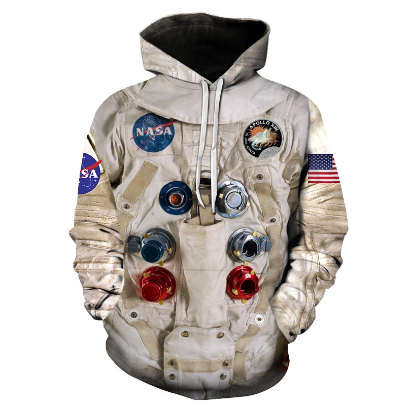 Streetwear Sweatshirt Funny Hoodies Spring Astronaut And New-Fashion Pullover-Sleeve