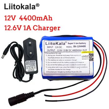 

LiitoKala High Quality 18650 12V 4400mAH Rechargeable Lithium Batteries Pack For CCTV Camera MID GPS 4000mah+12.6V 1A EU Charger