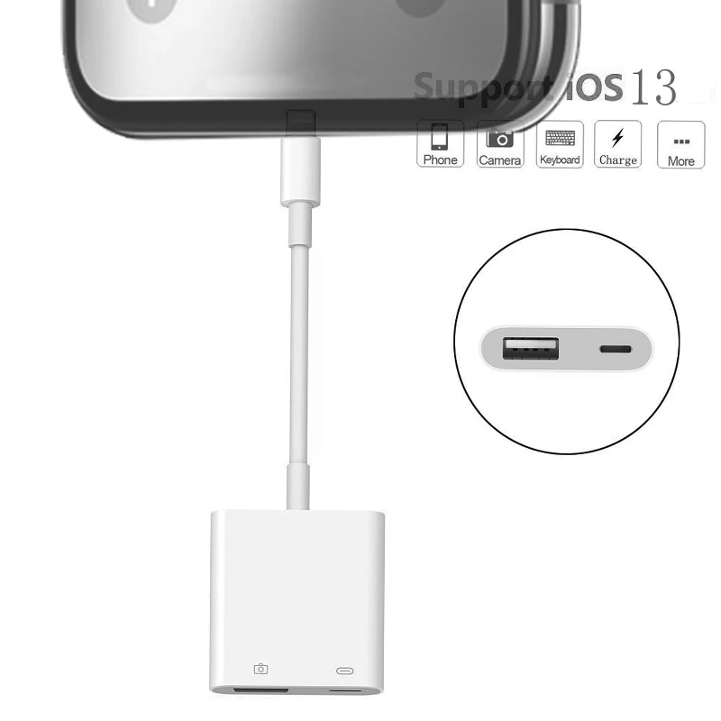 Адаптер OTG USB для камеры ios 13 соединитель MIDI клавиатуры Piano с зарядным