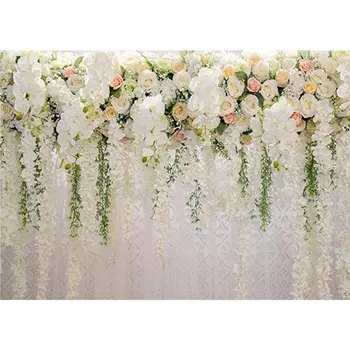 

3D White Rose Floral Photography Backdrops Bridal Shower Wedding Flowers Wall Decoration Photo Background Studio Props Booth
