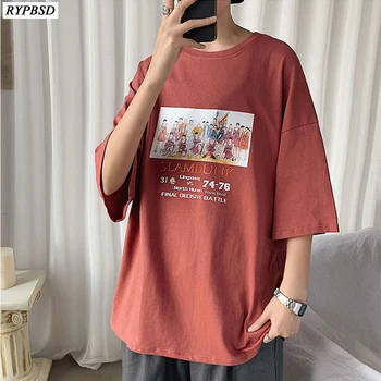 

Summer Oversize Tshirt Men Korean Fashion Casual O-neck Short Sleeve New Printed Funny Hip Hop T-shirt Man Loose Plus Size 5XL