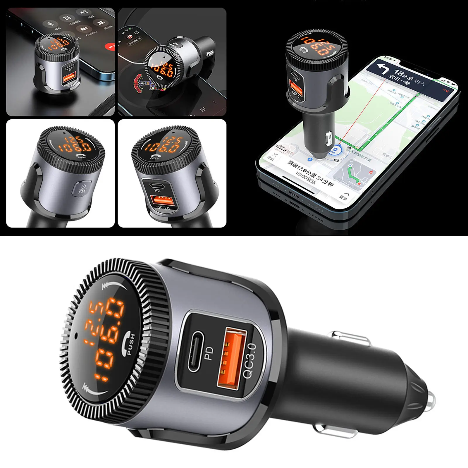 Fast Charger Bluetooth FM Transmitter Quick Charging Radio Adapter