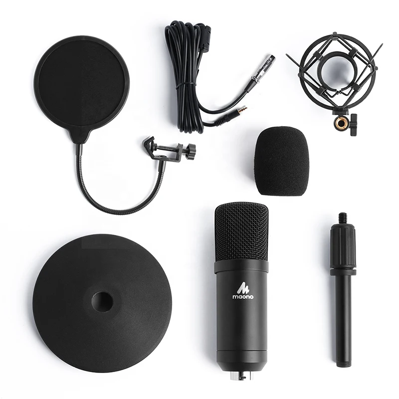 Microphone Kit AU-A03T PC Condenser Podcast Streaming Cardioid Mic Plug & Play 