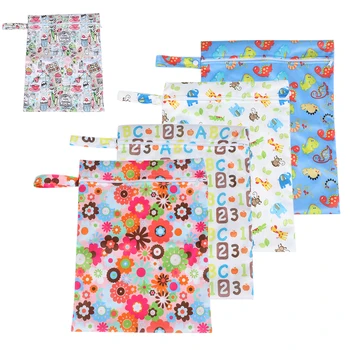 

CYSINCOS Reusable Nursing Pads Single Zippers Washable Wet Bags Nappy Bags Printed Waterproof Wetbag Diaper Bags