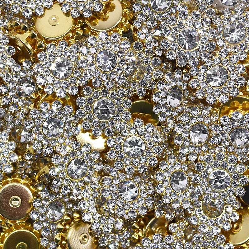 Sewing Sun Flower Claw Rhinestones 14mm Flatback Round Shiny Crystals  Stones Strass Gold Base Sew On Rhinestones For Clothes - Price history &  Review, AliExpress Seller - MAKLIN Rhinestones Directly Store